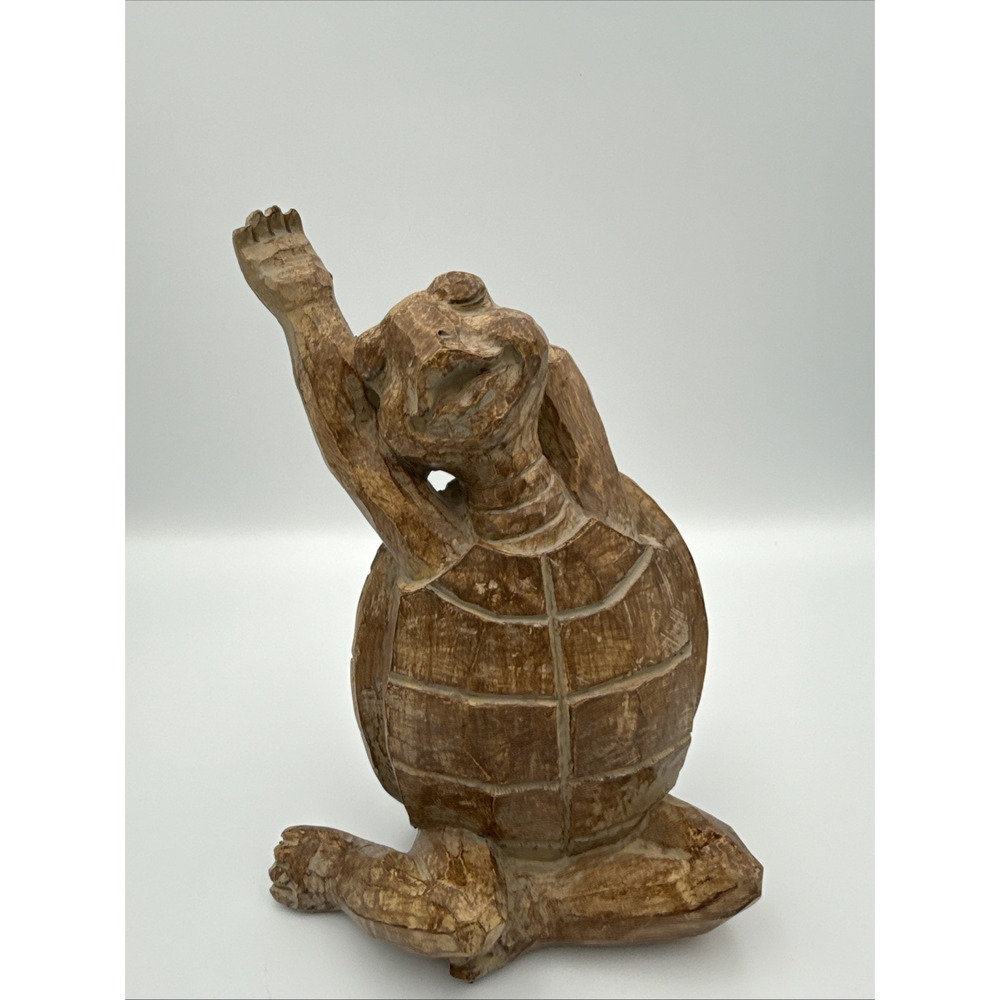 Rare Cracker Barrel Wood Like Yoga Turtle